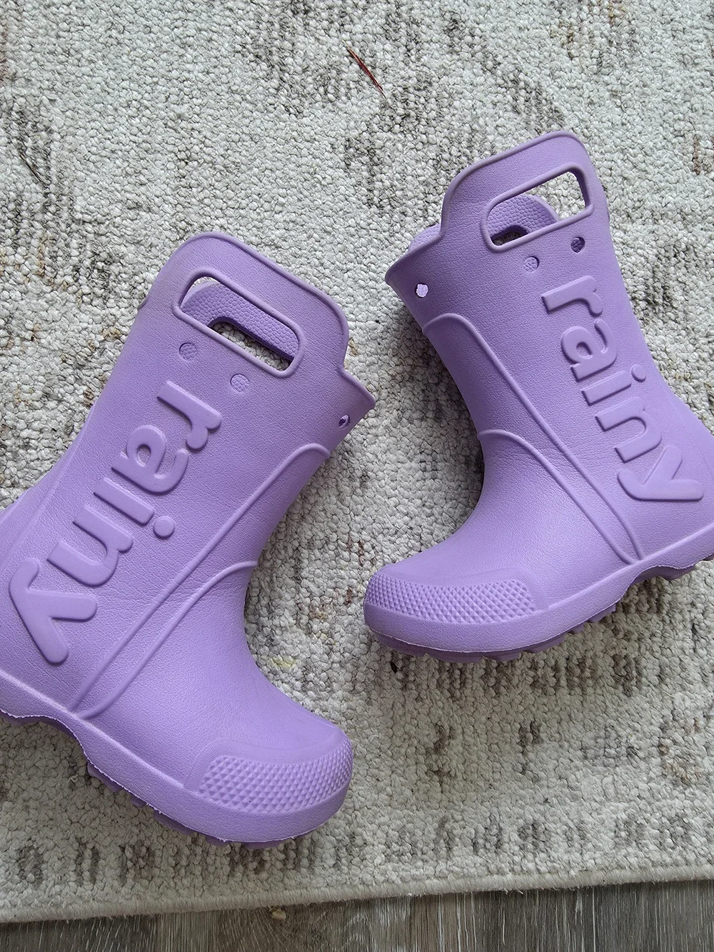 Rainy Kids Waterproof Handle Rain Boots — Lavender